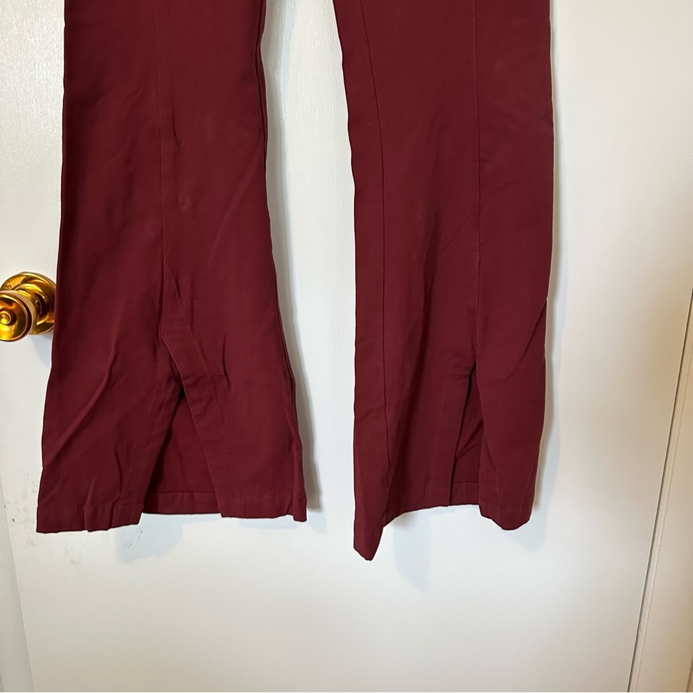 Free People Real Deal Slit Flare Stretch Pants Maroon Womens Large Boho - Picture 3 of 12